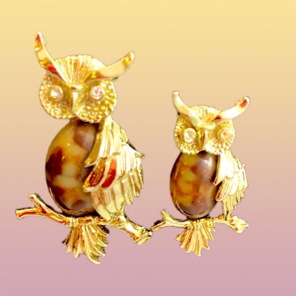 VINTAGE SET OF GERRY’S OWL BROOCHES - Picture 3 of 7